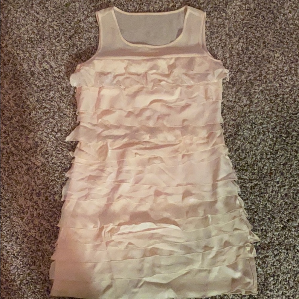 Loft chiffon and velvet shift dress